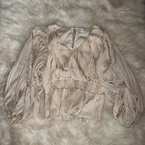 She + Sky Cream Textured Blouse